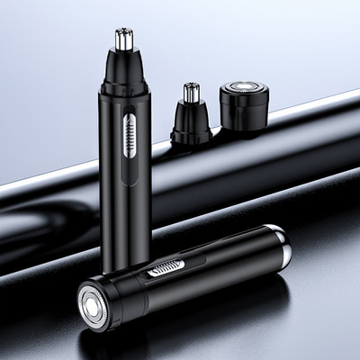 Električni trimer za nos, uho, USB punjenje, praktičan, odvojivi perivi uređaj za uklanjanje dlačica s četkom za čišćenje, plava