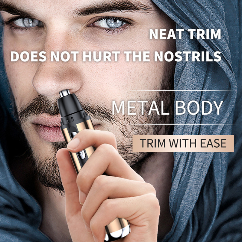 Električni trimer za nos, uho, USB punjenje, praktičan, odvojivi perivi uređaj za uklanjanje dlačica s četkom za čišćenje, plava