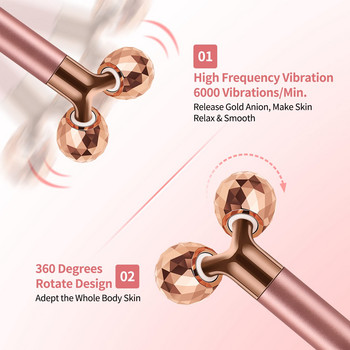 Face Massager Roller Electric 3D Roller and Facial Pulse T Shape Kit Massager Arm Eye Nose Massager Skin Care Tools