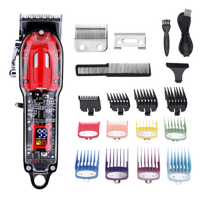 Profesionali plaukų kirpimo mašinėlė vyrams permatoma plaukų kirpimo mašinėlė LED elektrinė barzdos kirpimo mašinėlė, įkraunama USB plaukų kirpimo mašinų rinkinys