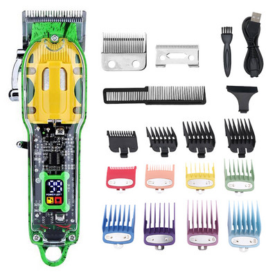 Profesionali plaukų kirpimo mašinėlė vyrams permatoma plaukų kirpimo mašinėlė LED elektrinė barzdos kirpimo mašinėlė, įkraunama USB plaukų kirpimo mašinų rinkinys