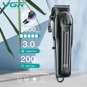 VGR Clipper Hair Cutting Machine Electric Hair Clipper Professional Hair Trimmer Cordless Trimmer for Men Digital Display V-282