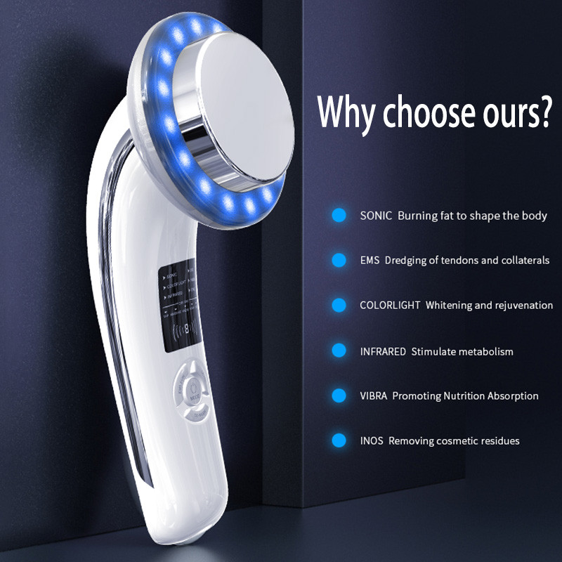 Mașină de modelare a corpului 6 în 1 EMS Masaj de slăbit pentru dispozitiv de îndepărtare a grăsimilor din stomac Dispozitiv de îngrijire a pielii cu lumină roșie albastră pentru brațul feței