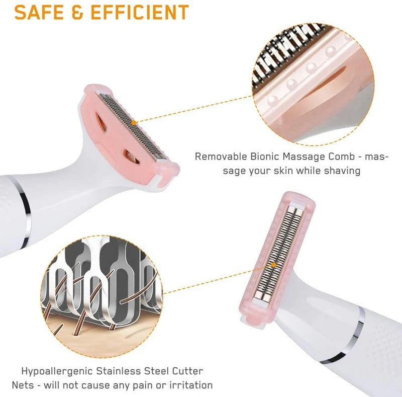 Elektromos női borotva borotva arc test láb kar hát bikini trimmer Lnap mosható AA elem típusú szőrtelenítő borotvagép