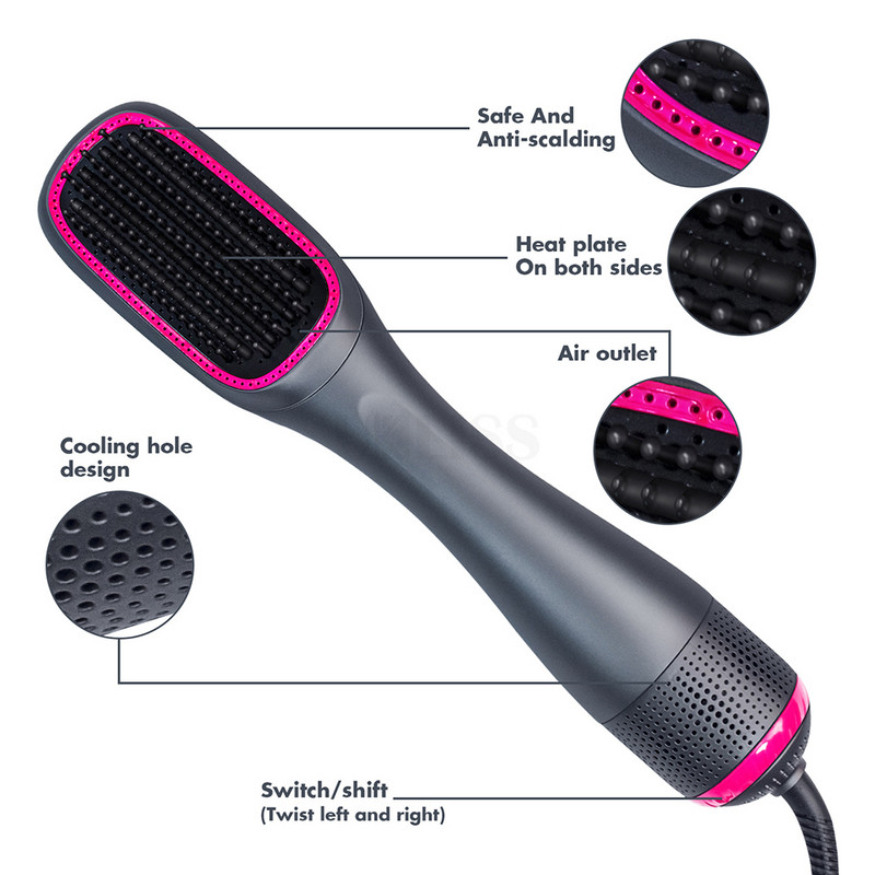 1000W One Step Multifunction Αρνητική βούρτσα ζεστού αέρα Styler Hair Straightener Comb Οικιακό πιστολάκι μαλλιών Ηλεκτρικό πιστολάκι