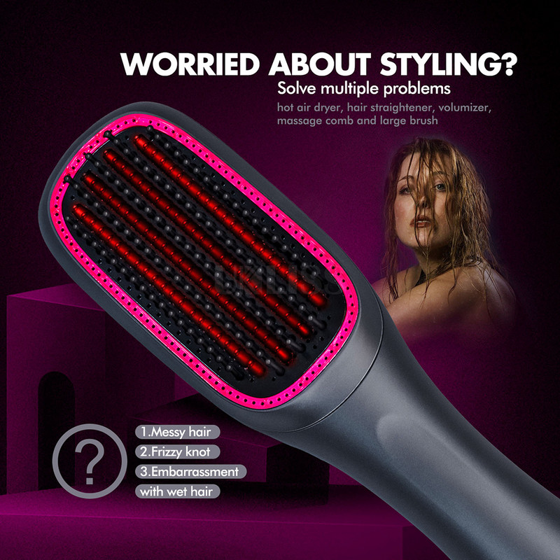 1000W One Step Multifunction Αρνητική βούρτσα ζεστού αέρα Styler Hair Straightener Comb Οικιακό πιστολάκι μαλλιών Ηλεκτρικό πιστολάκι