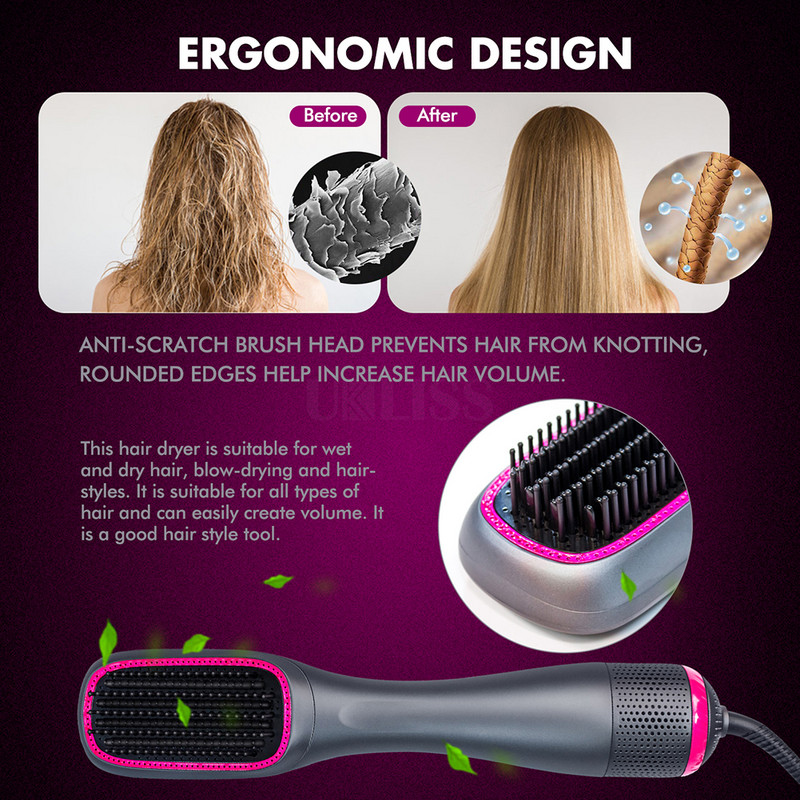 1000W One Step Multifunction Αρνητική βούρτσα ζεστού αέρα Styler Hair Straightener Comb Οικιακό πιστολάκι μαλλιών Ηλεκτρικό πιστολάκι