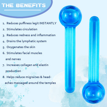 2 ΤΕΜ. Ice Facial Roller Ball Face Cooling Ice Globe για ερυθρότητα Καταπραϋντική ανακούφιση κόλπων από πονοκέφαλο Relief Εργαλείο περιποίησης δέρματος Εργαλείο μασάζ ματιών