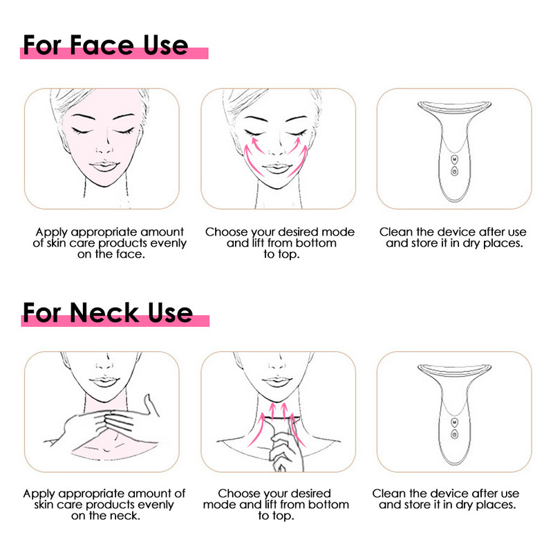 EMS Neck Anti-Wrinkle Face Lifting Beauty Prietaisai LED fotonų terapija Odą stangrina veido masažuokliai Dvigubo smakro šalinimo įrankiai