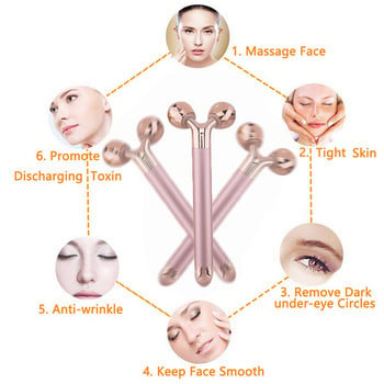 Μασάζ προσώπου 24 καρατίων Energy Beauty Bar Face Massager 3D Roller Electric Sonic Energy & T Shape Arm Eye Eye Head Massager Face Lift