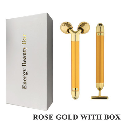 24k Gold Energy Beauty Bar arcmasszírozó 3D görgős elektromos Sonic Energy & T alakú kar Szem Orr Fej Masszírozó Arc lift
