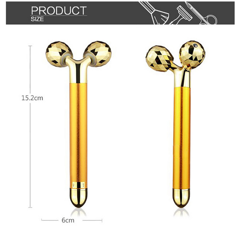 24k Gold Energy Beauty Bar arcmasszírozó 3D görgős elektromos Sonic Energy & T alakú kar Szem Orr Fej Masszírozó Arc lift