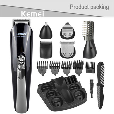 Kemei Electric Hair Clipper Grožio rinkinys vyrams Elektrinis barzdos kirpimo įrankis, vyriškas skustuvas daugiafunkcinis plaukų kirpimo aparatas