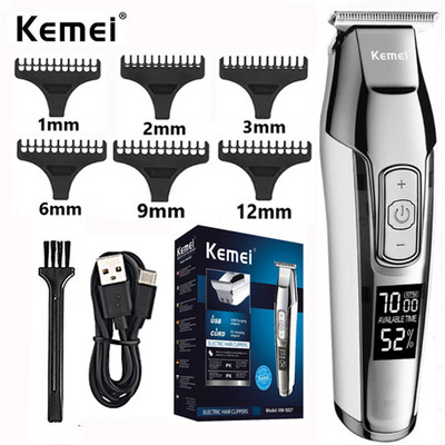 Kemei KM-5027 Professional Hair Clipper Beard Trimmer for Men Ρυθμιζόμενη ταχύτητα LED Digital Carving Clippers Ηλεκτρικό ξυράφι