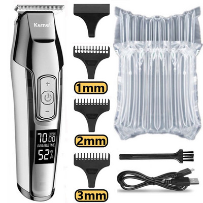 Kemei KM-5027 Professional Hair Clipper Beard Trimmer for Men Ρυθμιζόμενη ταχύτητα LED Digital Carving Clippers Ηλεκτρικό ξυράφι