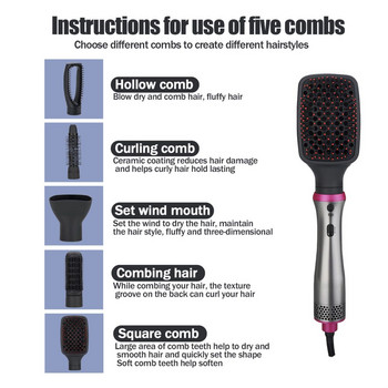 Professional 5 in 1 Hair Dryer Brush Dryer and Straightening Brush Electric Hair Styling Tool Automatic Hair Curler Dropshipping