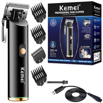 Kemei 1892 Galinga belaidė plaukų kirpimo mašinėlė elektrinis metalinis korpusas profesionalus kirpėjas plaukų kirpimo mašina barzdos plaukų kirpimo mašina