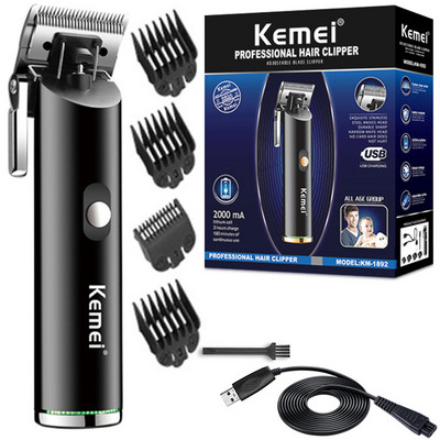 Kemei 1892 Galinga belaidė plaukų kirpimo mašinėlė elektrinis metalinis korpusas profesionalus kirpėjas plaukų kirpimo mašina barzdos plaukų kirpimo mašina