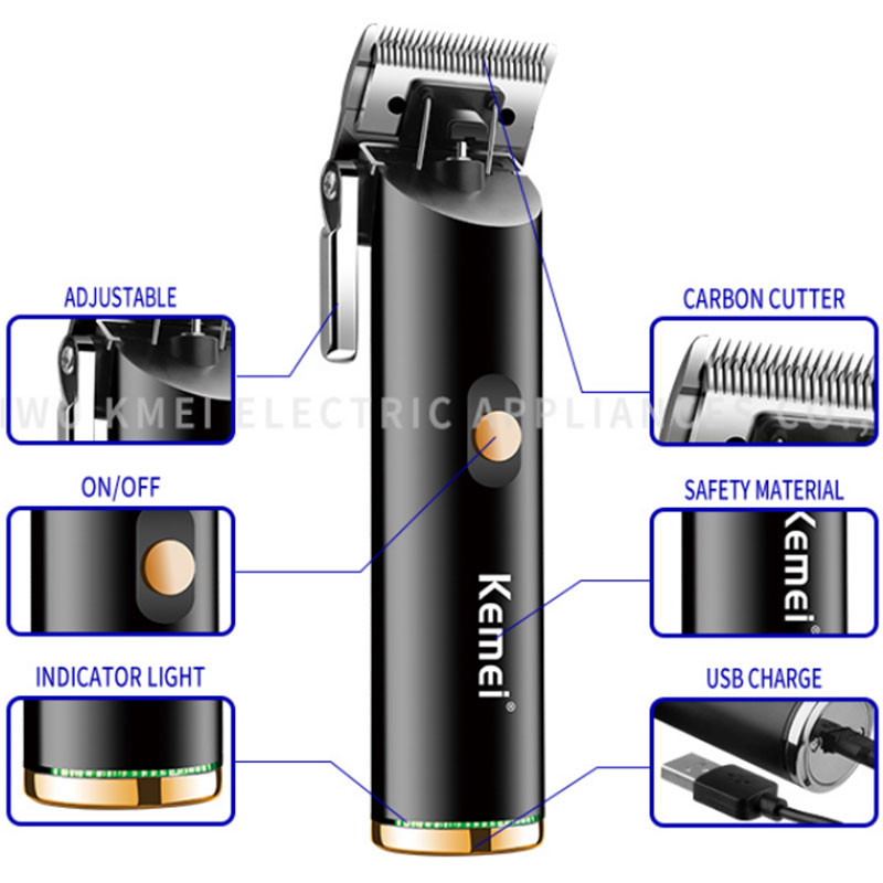 Kemei 1892 Galinga belaidė plaukų kirpimo mašinėlė elektrinis metalinis korpusas profesionalus kirpėjas plaukų kirpimo mašina barzdos plaukų kirpimo mašina