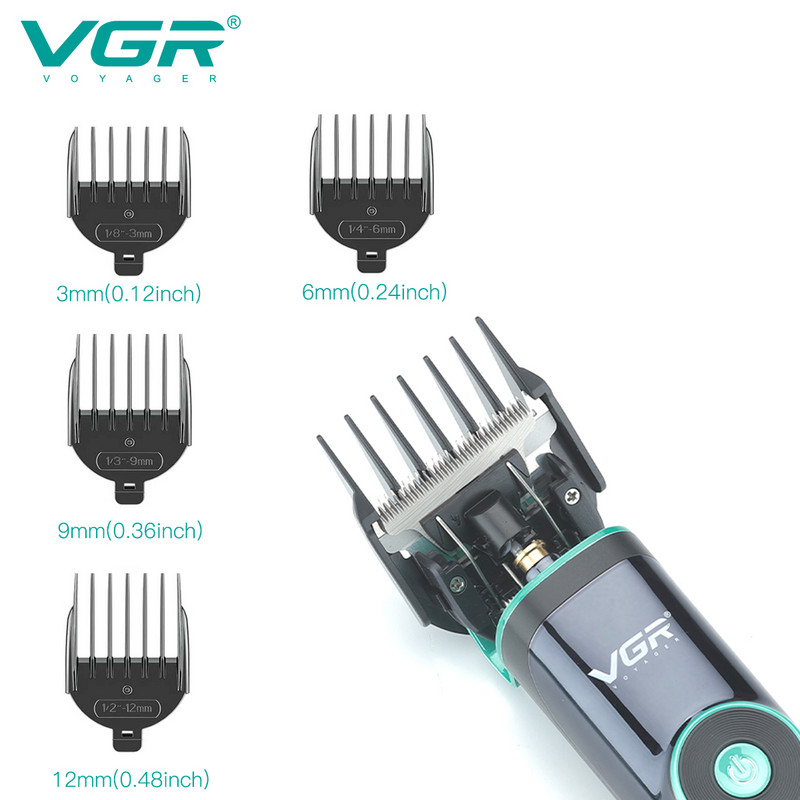 VGR hajvágó újratölthető hajvágó akkus hajvágógép elektromos hajvágó digitális kijelzős férfi vágógép V-671