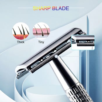 Razor Safety Classic Double Edge Ξυριστική μηχανή για Ανδρικό Ξύρισμα Χειροκίνητη αποτρίχωση με θήκη και φορητή αποθήκευση 20 λεπίδων