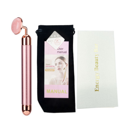 Gold Beauty Bar vibrációs görgős elektromos masszírozó Jade fejjel, ránctalanító bőrfeszesítő rózsakvarc arcmasszázs