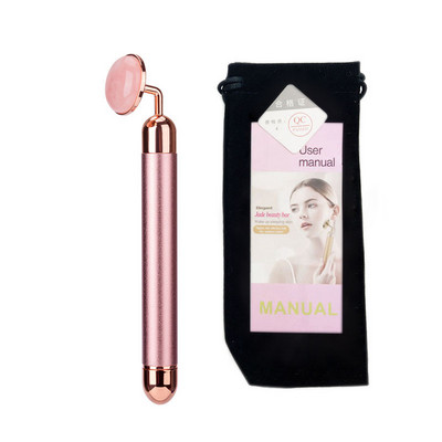 Gold Beauty Bar vibrációs görgős elektromos masszírozó Jade fejjel, ránctalanító bőrfeszesítő rózsakvarc arcmasszázs