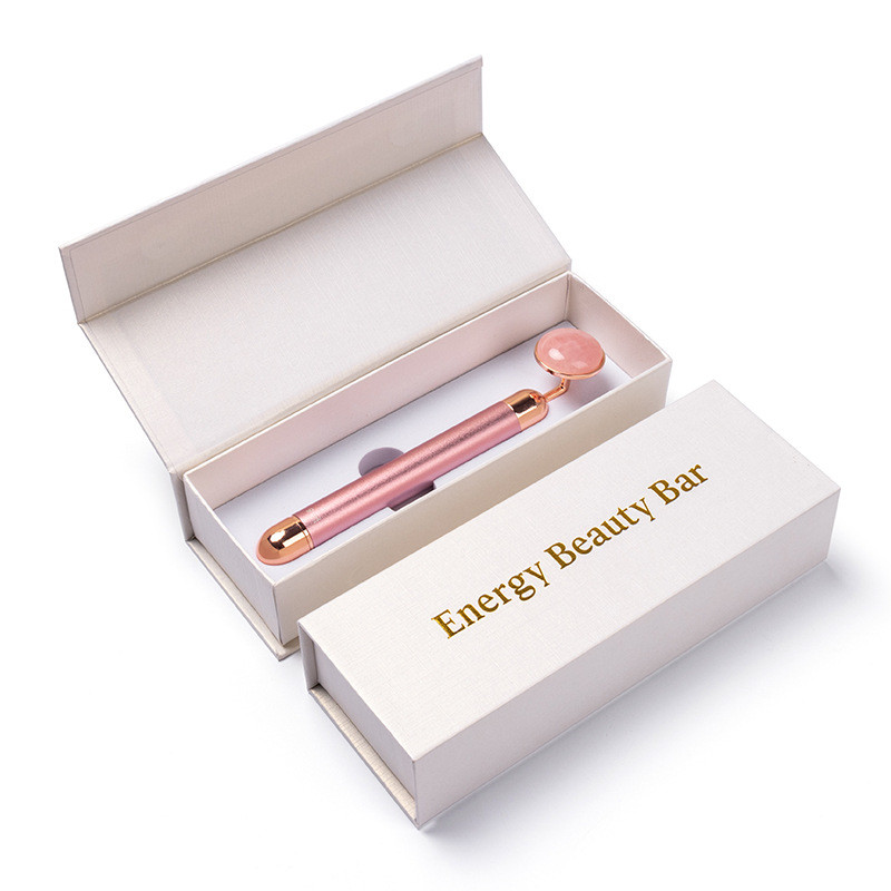 Gold Beauty Bar vibrációs görgős elektromos masszírozó Jade fejjel, ránctalanító bőrfeszesítő rózsakvarc arcmasszázs