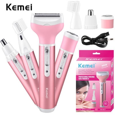 4 u 1 Kemei ženski epilator ženski trimer za obrve ženski brijač za uklanjanje dlačica aparat za brijanje depilador za lice bikini depilator