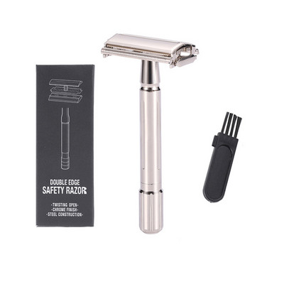 Ξυριστική μηχανή ανδρών Εργαλεία κουρείου Ρυθμιζόμενη ξυριστική μηχανή ασφαλείας Ξυράφι διπλής άκρης από ανοξείδωτο χάλυβα Κλασική ανδρική ξυριστική μηχανή αποτρίχωσης