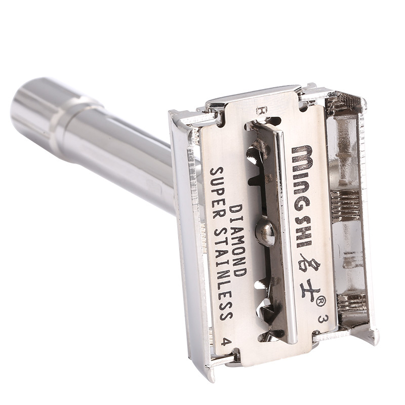 Ξυριστική μηχανή ανδρών Εργαλεία κουρείου Ρυθμιζόμενη ξυριστική μηχανή ασφαλείας Ξυράφι διπλής άκρης από ανοξείδωτο χάλυβα Κλασική ανδρική ξυριστική μηχανή αποτρίχωσης