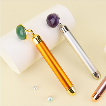 24K Beauty Bar Facial Roller Massager Περιποίηση δέρματος Ηλεκτρικό μασάζ ματιών με δόνηση προσώπου Rose Quartz/Amethyst Face Slim Lift Tool