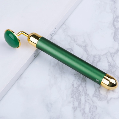 24K Beauty Bar arcmasszírozó görgős bőrápoló elektromos vibrációs arcmasszázs Rózsakvarc/ametiszt arcra karcsúsító eszköz