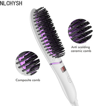 Гореща разпродажба Четка за изправяне на коса Йонна с 5 регулируеми температури LED дисплей за антистатична домашна брада при пътуване