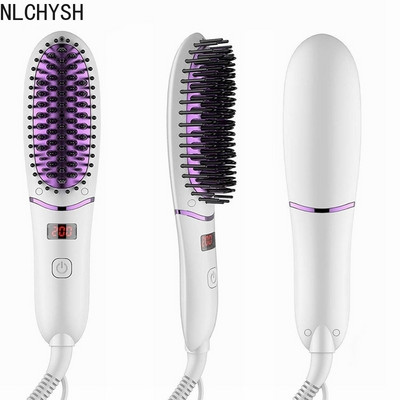Hot Sale Ionic hajkiegyenesítő kefe 5 állítható hőmérsékletű LED kijelzővel antisztatikus otthoni utazási szakállhoz