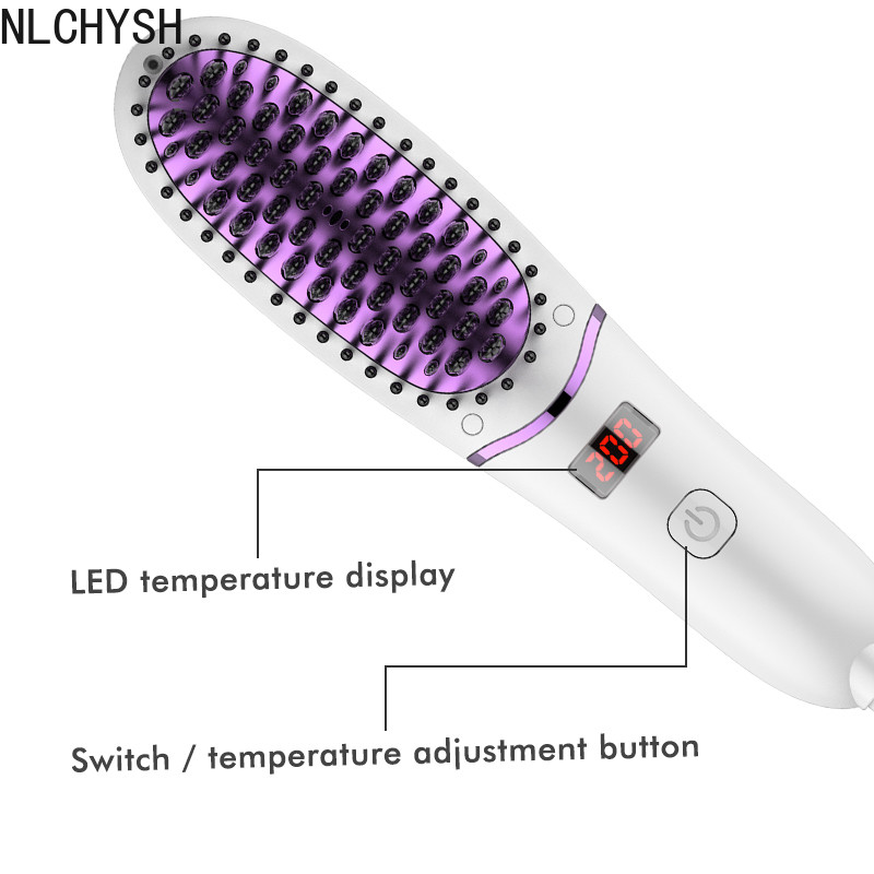 Hot Sale Ionic hajkiegyenesítő kefe 5 állítható hőmérsékletű LED kijelzővel antisztatikus otthoni utazási szakállhoz