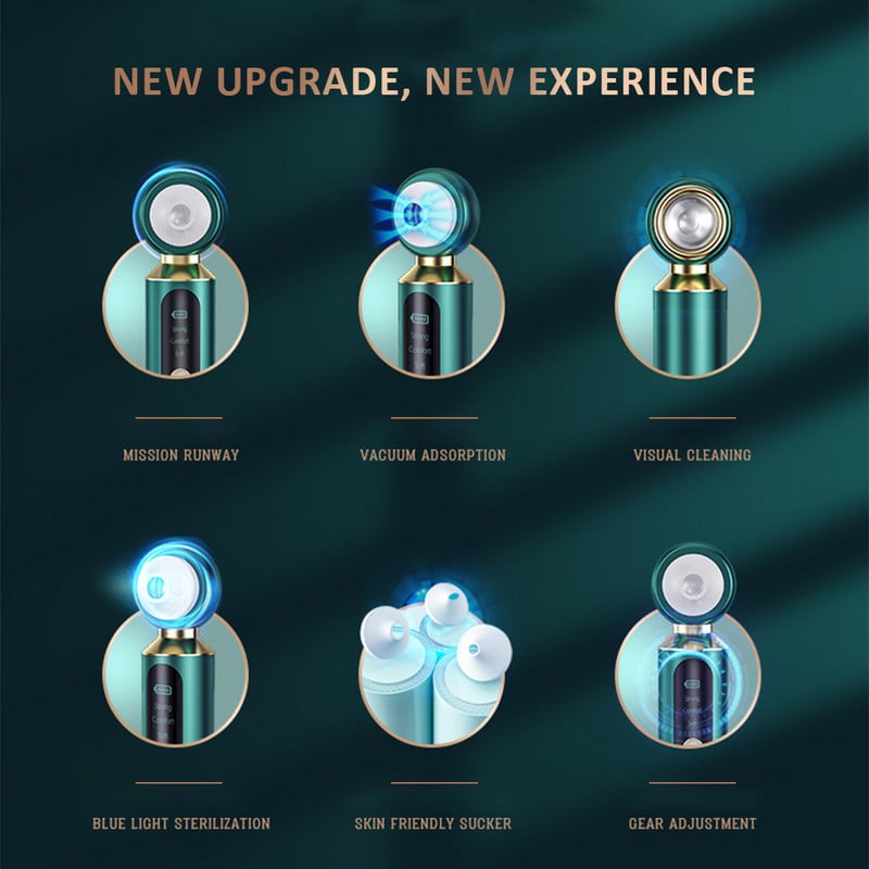 Aspirator pentru pori pentru puncte negre 2021 Dispozitiv de curățare pentru pori faciali îmbunătățit pentru acnee, comedonă, extractor pentru punctele negre, kit de îndepărtare a punctelor negre
