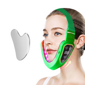 Dispozitiv de ridicare a feței V Masaj EMS pentru bărbia dublă Îndepărtați în formă de V Gua sha din oțel inoxidabil Masaj facial pentru strângere a pielii