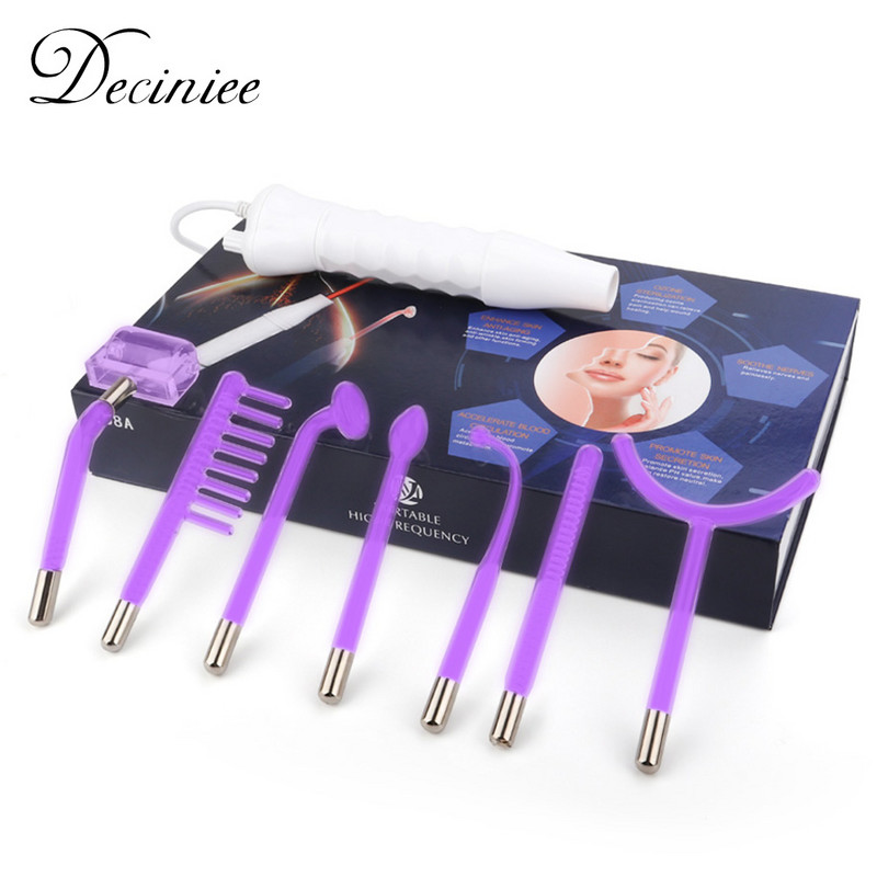 Baghetă cu electrod de înaltă frecvență 7 în 1 Tub de sticlă pentru electroterapie Dispozitiv de înfrumusețare Dispozitiv de îndepărtare a acneei Față Păr Corp Îngrijirea pielii Strângerea pielii