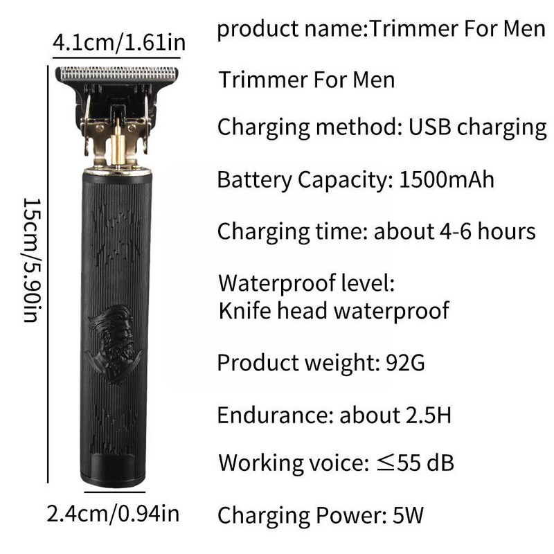 Ofertă fierbinte Mașină de tuns cu fir electrică de epocă Trimmer profesional pentru frizer pentru bărbați aparat de ras Brichetă de barbă C6N0