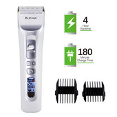 Mașină de tuns profesională din titan, cu lamă din ceramică, cu afișaj LCD, cu putere puternică, mașină de tuns păr pentru bărbați