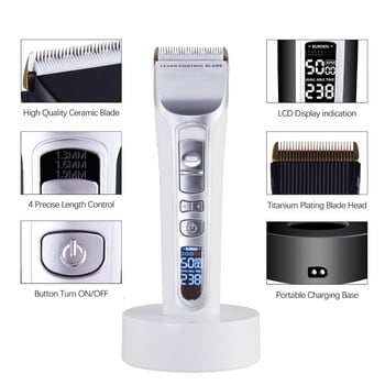 Επαγγελματική κουρευτική μηχανή Titanium Keramic Blade Hair Trimmer LCD Display Strong Power Salon Barber Hair cutting Machine for Men