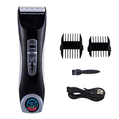 Mașină de tuns profesională din titan, cu lamă din ceramică, cu afișaj LCD, cu putere puternică, mașină de tuns păr pentru bărbați