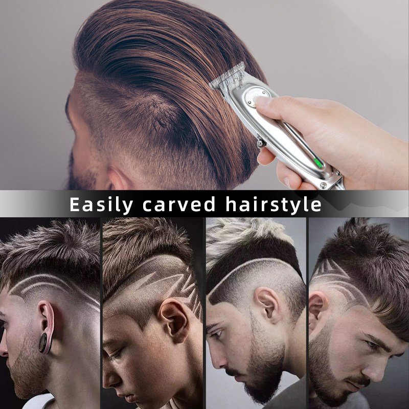 Mașină de tuns profesională Mașină de tuns aur pentru bărbați, reîncărcabilă, fără fir, mașină de tuns în T, mașină de tuns barbă