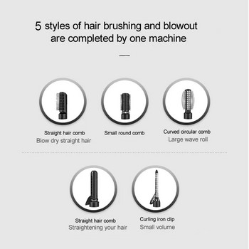 5-σε-1 Πολλαπλών λειτουργιών Εργαλεία Styling Μαλλιών Ένα Βήμα Στεγνωτήρα μαλλιών Χτένισμα Αρνητικό στυλ βούρτσας ζεστού αέρα για στέγνωμα Ισιωτικό μπουκλές
