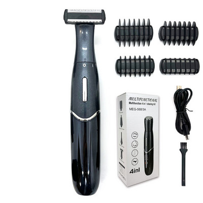 4 в 1 безболезнен тример за жени и мъже Епилация за интимни зони Подстригване на носа и ушите Бръснач Машинка за подстригване Самобръсначка за лице USB