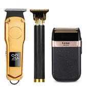 Set de tuns Kemei Trimmer electric Mașină de bărbierit fără fir 0mm Mașină de tuns frizer profesională pentru bărbați Aparat de bărbierit
