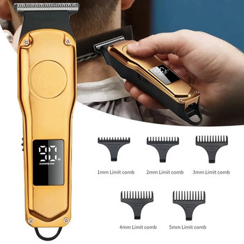 Комплект за подстригване Kemei Електрически тример Безжична самобръсначка 0 мм Машинка за подстригване Професионална бръснарска машина за подстригване за мъже Самобръсначка за брада