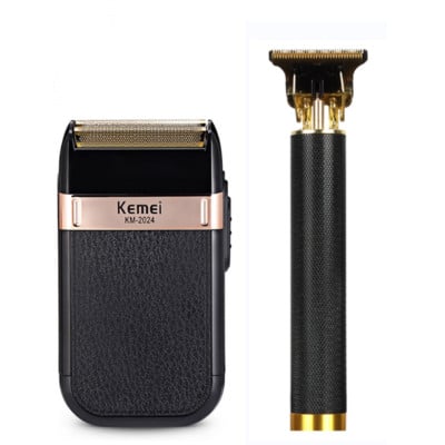 Set de tuns Kemei Trimmer electric Mașină de bărbierit fără fir 0mm Mașină de tuns frizer profesională pentru bărbați Aparat de bărbierit