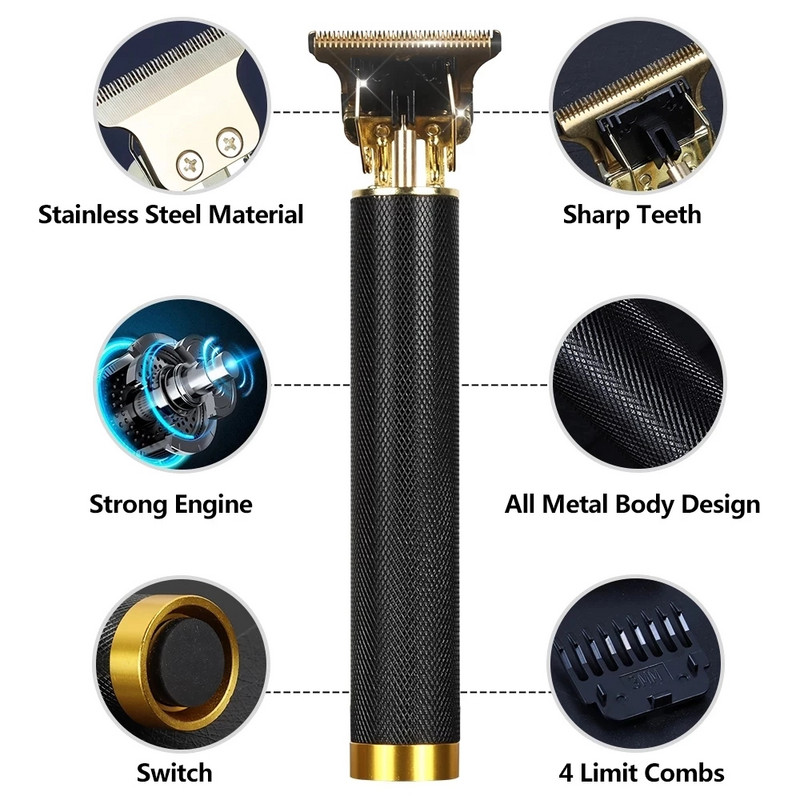 Set de tuns Kemei Trimmer electric Mașină de bărbierit fără fir 0mm Mașină de tuns frizer profesională pentru bărbați Aparat de bărbierit